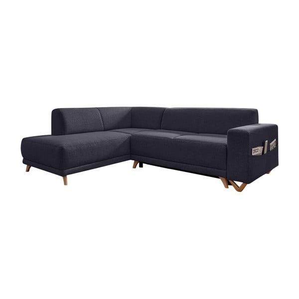 Antracitno siva raztegljiva/s prostorom za shranjevanje kotna sedežna garnitura (levi kot/v obliki črke L) Classy Sophie – Miuform