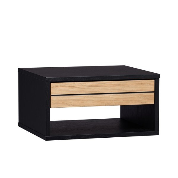 Črna/v naravni barvi stenska nočna omarica v hrastovem dekorju Stripe – Woodman-image-3