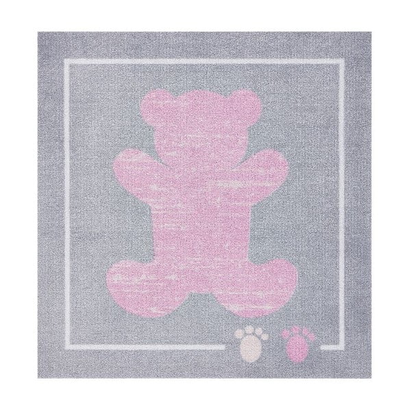 Otroška roza-siva preproga Zala Living Teddy, 100 x 100 cm