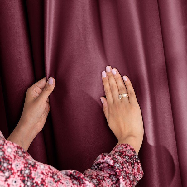 Bordo rdeča/rožnata žametna zavesa za delno zatemnitev 140x270 cm Eyelets – Restilo-image-3