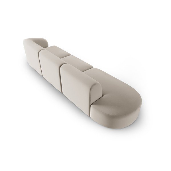 Bež žametna sedežna garnitura desni kot 311 cm Paolo – Milo Casa-image-3