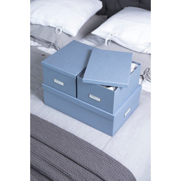 Kartonaste škatle za shranjevanje s pokrovom v kompletu 3 ks Inge – Bigso Box of Sweden-image-1