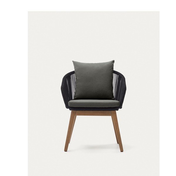 Črn vrtni fotelj iz masivnega lesa Portalo – Kave Home-image-4