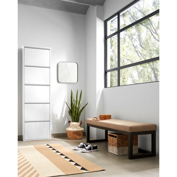 Bela kovinska preklopna omarica za čevlje 50x169x15 cm Ode – Kave Home-image-3