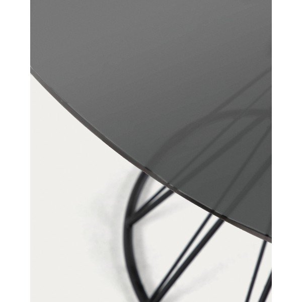 Črna okrogla jedilna miza s stekleno mizno ploščo ø 120 cm Niut – Kave Home-image-2