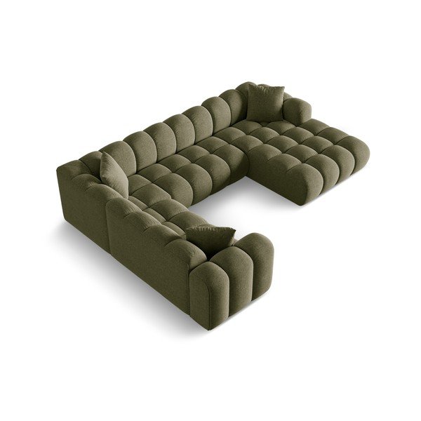 Zelena kotna sedežna garnitura iz šenilje (levi kot/v obliki črke "U") Treno – Cosmopolitan Design-image-2