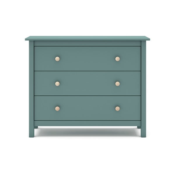 Modrozelena nizka otroška komoda iz masivnega bora 100x80 cm Max – Marckeric-image-3