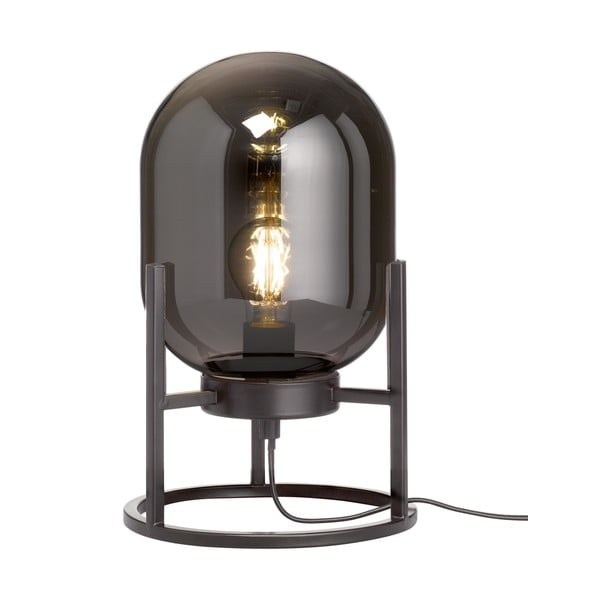 Črna namizna svetilka s steklenim senčilom (višina 34 cm) Regi – Fischer & Honsel