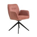 Rožnat oblazinjen jedilni stol z nasloni za roke Roxana – Unique Furniture