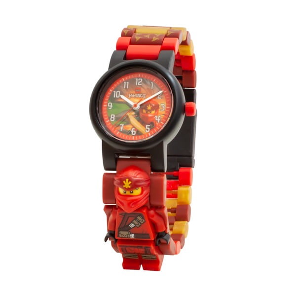 Rdeča ročna ura z zložljivim pasom in minifigurico LEGO® NINJAGO Kai