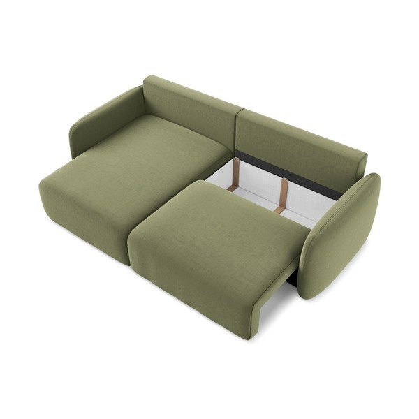 Zelena žametna raztegljiva/s prostorom za shranjevanje kotna sedežna garnitura (levi kot/z ležalnikom) Kalena – Makamii-image-4