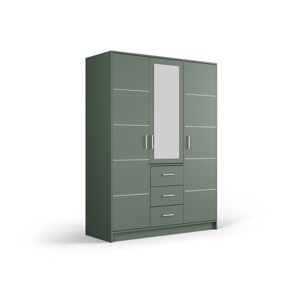 Zelena garderobna omara z ogledalom 147x200 cm Burren - Cosmopolitan Design-image-2