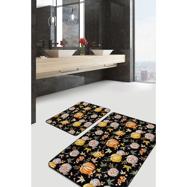 Črne/oranžne kopalniške preproge v kompletu 2 ks 60x100 cm – Mila Home-image-1