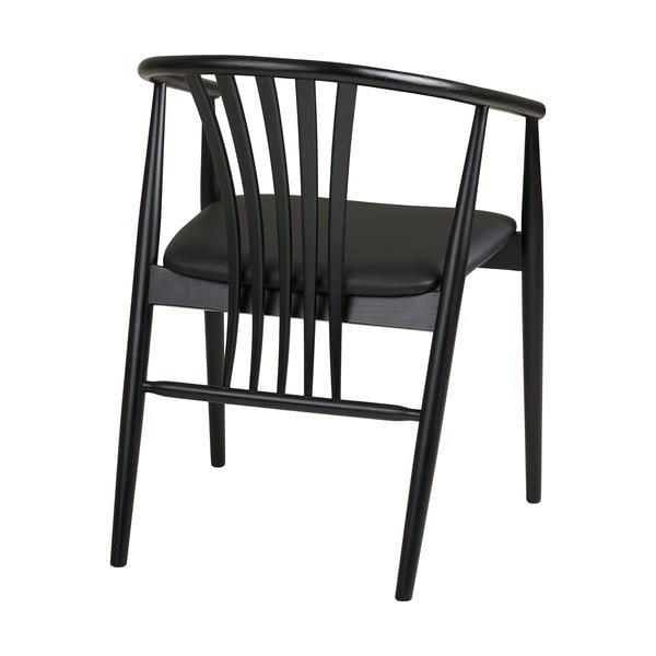 Črn jedilni stol z nasloni za roke iz masivne bukve Agustin – House Nordic-image-4