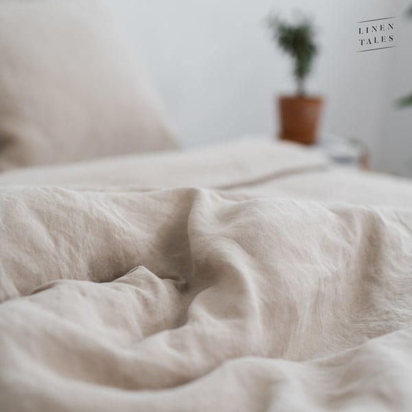 Bež prevleka za odejo za zakonsko posteljo iz konopljinih vlaken 200x200 cm – Linen Tales-image-2
