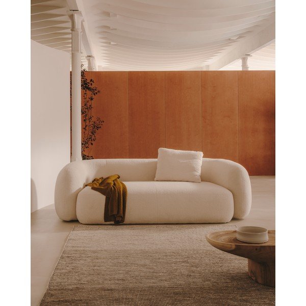 Kremno bela sedežna garnitura iz tkanine bouclé 246 cm Martina – Kave Home-image-1