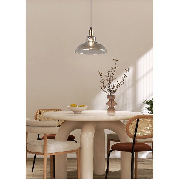 Medeninasta kovinska viseča svetilka s steklenim senčilom ø 28 cm Aldo – Reality-image-1