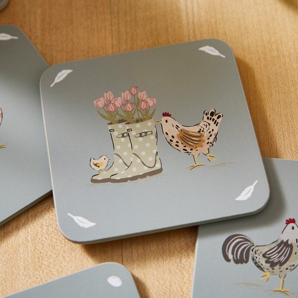 Sivi podstavki za kozarce v kompletu 4 ks iz plute Hen House Lane – Cooksmart ®-image-2
