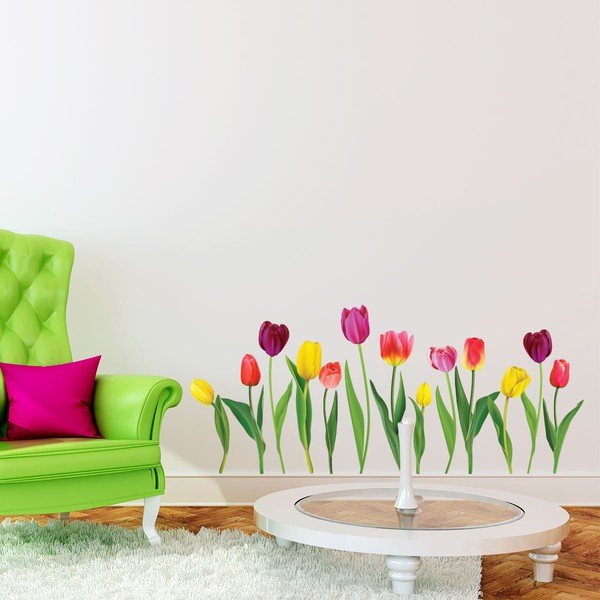Komplet stenskih nalepk Ambiance Colorful Tulips-image-1