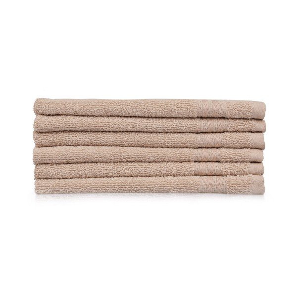 Komplet 6 bež kopalnih brisač, 50 x 30 cm-image-1