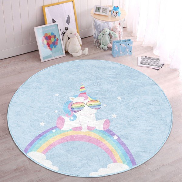 Svetlo modra otroška preproga ø 80 cm Comfort – Mila Home-image-2