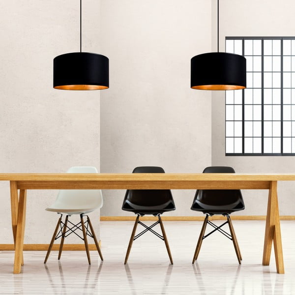 Črna dvojna viseča svetilka z zlato notranjostjo Sotto Luce Mika, ⌀ 36 cm-image-1