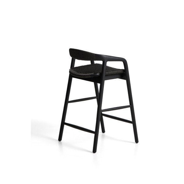 Črn barski stol z nasloni za roke iz masivnega hrasta (višina sedeža 65 cm) Derile – Kave Home-image-3