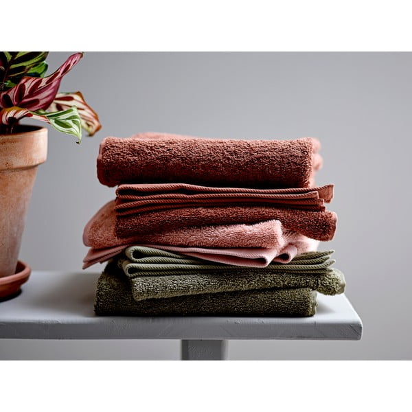 Olivno zelena frotirasta bombažna brisača Södahl, 100 x 50 cm-image-4