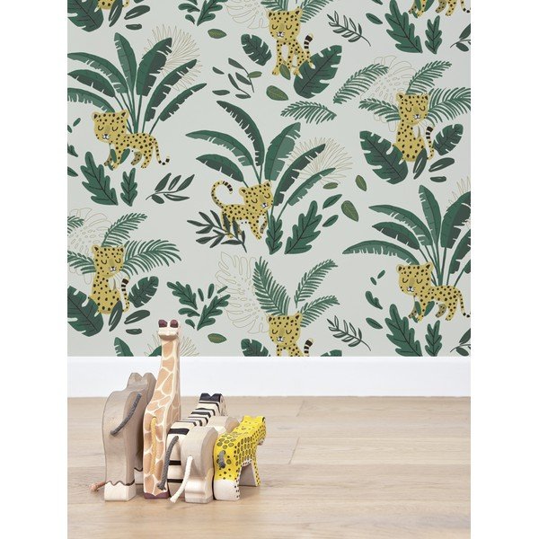 Otroška tapeta 10 m x 50 cm Cheetah & Tropical Leaves – Lilipinso-image-1