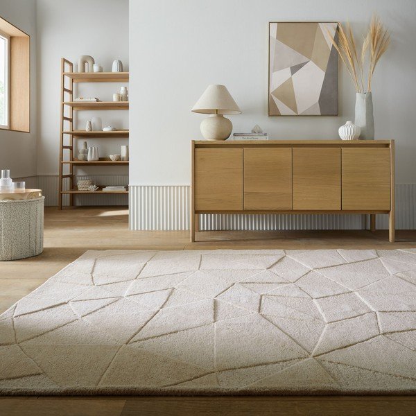 Bež ročno tkana volnena preproga 120x170 cm Shard – Flair Rugs-image-1