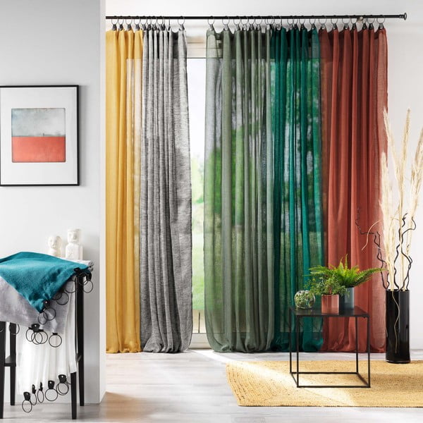 Modra prosojna zavesa iz tančice 140x240 cm Linka – douceur d'intérieur-image-3