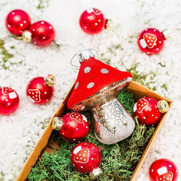 Stekleni božični okraski v kompletu 12 ks ø 3 cm Mushroom Mini – Sass & Belle-image-2