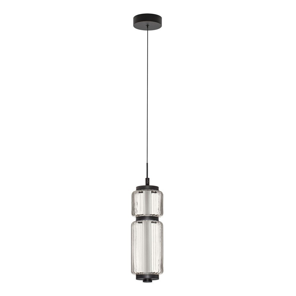 Mat črna steklena LED viseča svetilka ø 12 cm Liesa