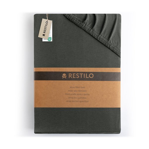 Temno siva napenjalna rjuha iz jerseyja 180x200 cm Amber – Restilo-image-4