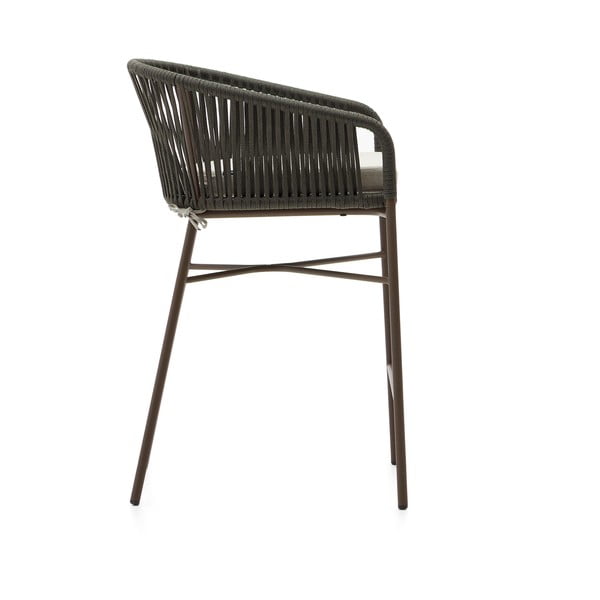 Zelen kovinski/oblazinjen vrtni barski stol Yanet – Kave Home-image-3