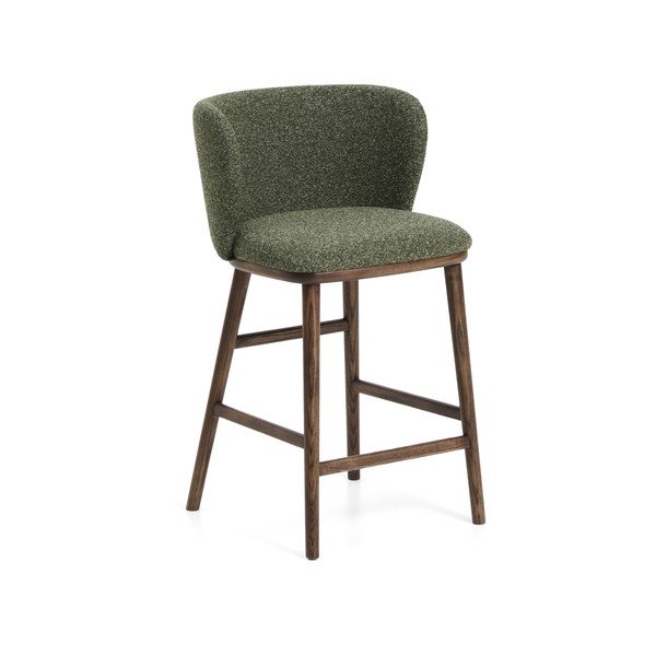 Temno zelen oblazinjen barski stol (višina sedeža 65 cm) Ciselia – Kave Home
