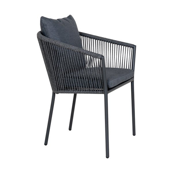 Temno siv kovinski in oblazinjen vrtni stol Salerno – House Nordic-image-3