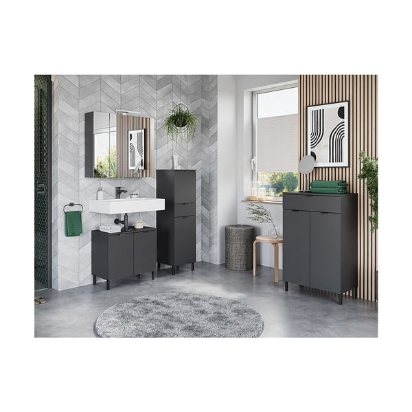 Antracitno siva omarica za pod umivalnik 60x56 cm Arcena – Germania-image-4