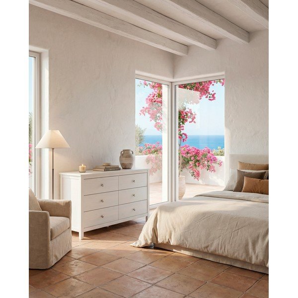Bela nizka komoda iz masivnega bora 130x80 cm Berna – Marckeric-image-1