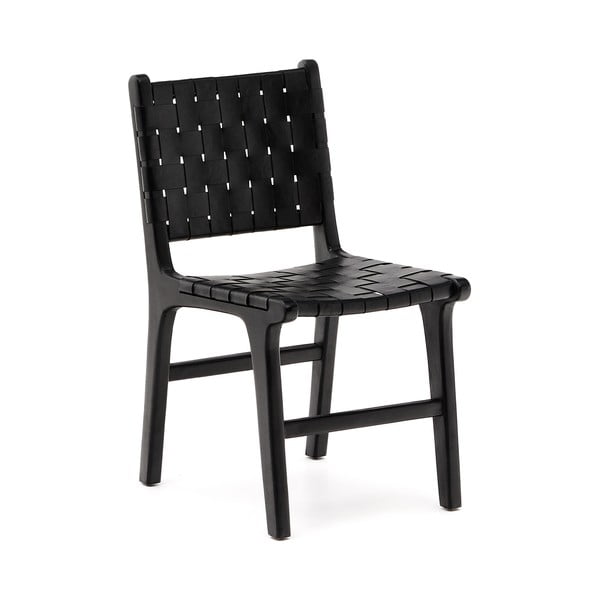 Črn jedilni stol iz masivnega mahagonija Calixta – Kave Home