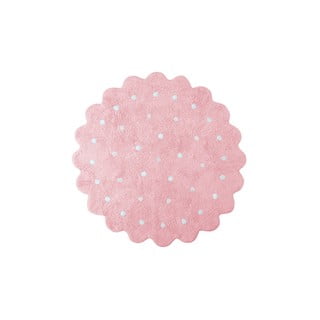 Rožnata pralna ročno tkana bombažna otroška preproga ø140 cm Little Biscuit Pink – Lorena Canals