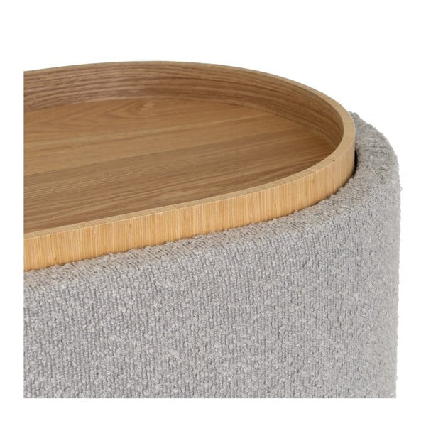 Svetlo siv tabure iz tkanine bouclé – Casa Selección-image-3