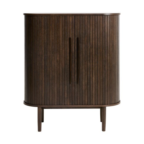 Omarica v hrastovem dekorju z drsnimi vrati v temni naravni barvi 100x118x40 cm Meta – Unique Furniture-image-2