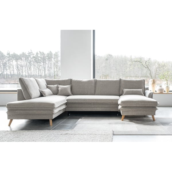 Bež raztegljiva kotna sedežna garnitura (levi kot/v obliki črke "U") Charming Charlie – Miuform-image-3