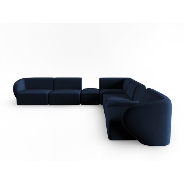 Modra žametna kotna sedežna garnitura Paolo – Milo Casa-image-2