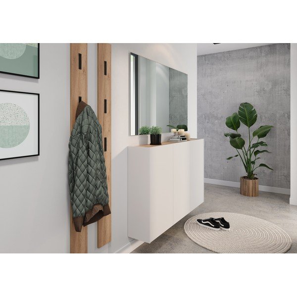 Kremno bela omarica v hrastovem dekorju 138x87x25 cm Libbiano – Germania-image-4