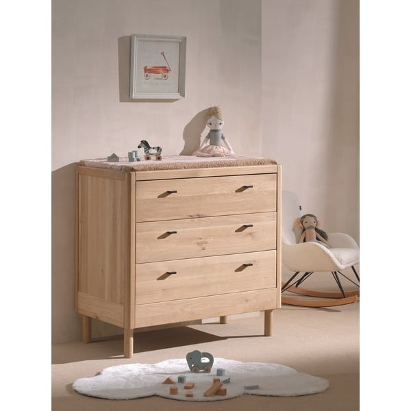 Otroška komoda iz masivnega hrasta v naravni barvi 100x95x55 cm Forrest – Vipack-image-2