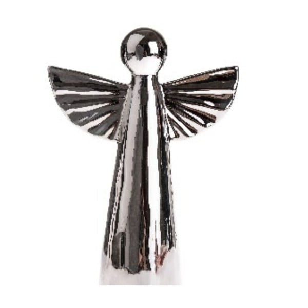 Keramični okrasek srebrne barve v obliki angela Dakls, višina 12,6 cm