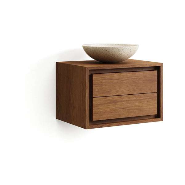 Temno rjava stenska omarica za pod umivalnik iz masivnega tika 60x40 cm Kenta – Kave Home-image-3