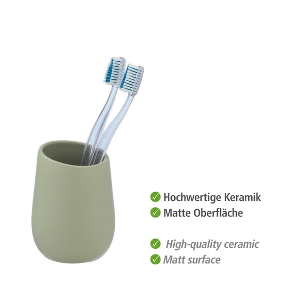 Zelena keramičen lonček za zobno ščetko Wenko Badi-image-4